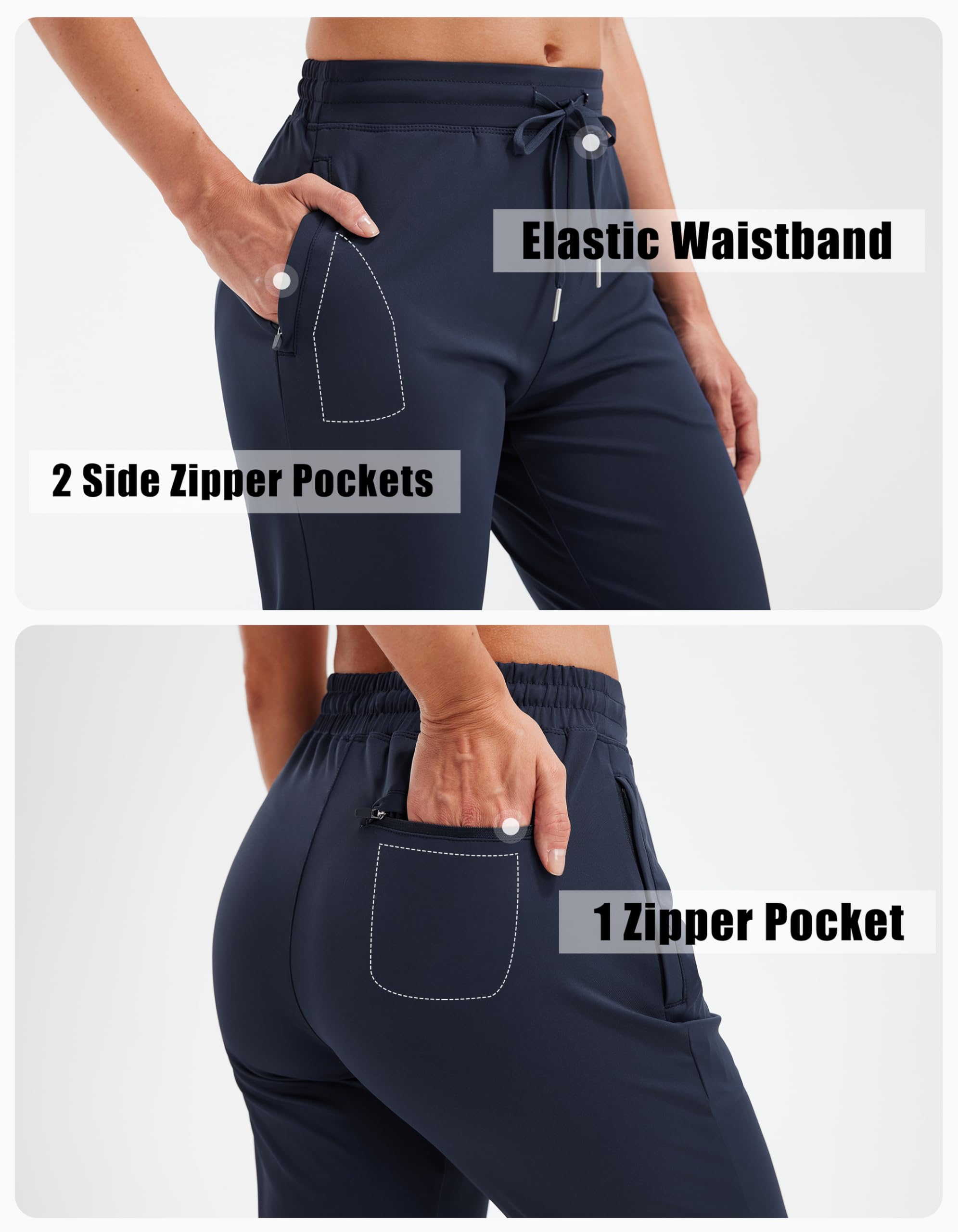 Libin Women's 4-Way Stretch Golf Pants - 7/8 Length Ankle Joggers with Zipper Pockets - Yoga, Athletic & Workout Sweatpants - Perfect for Golf, Running, Gym & Casual Wear