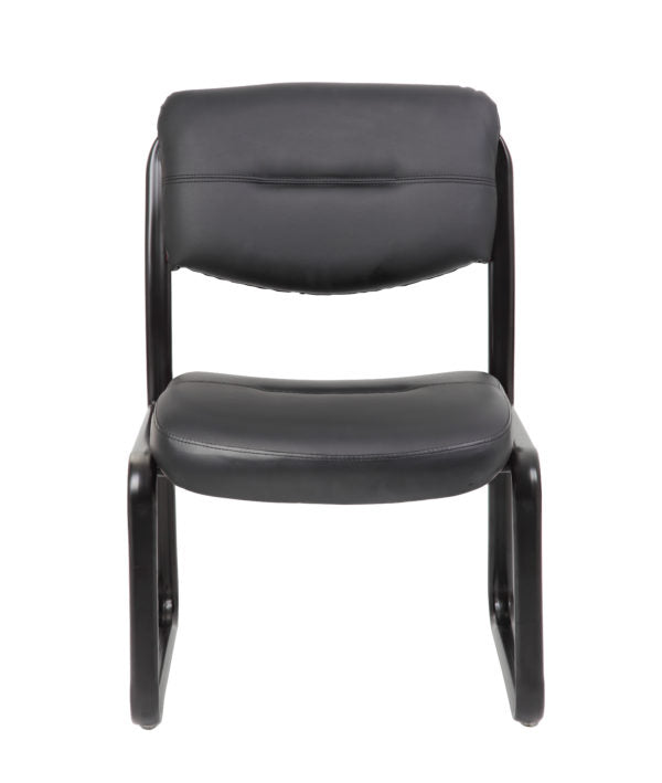 Boss B9539 Armless Leather Sled Base Side Chair - Modern Office & Dining Room Accent Chair for Home & Workspace