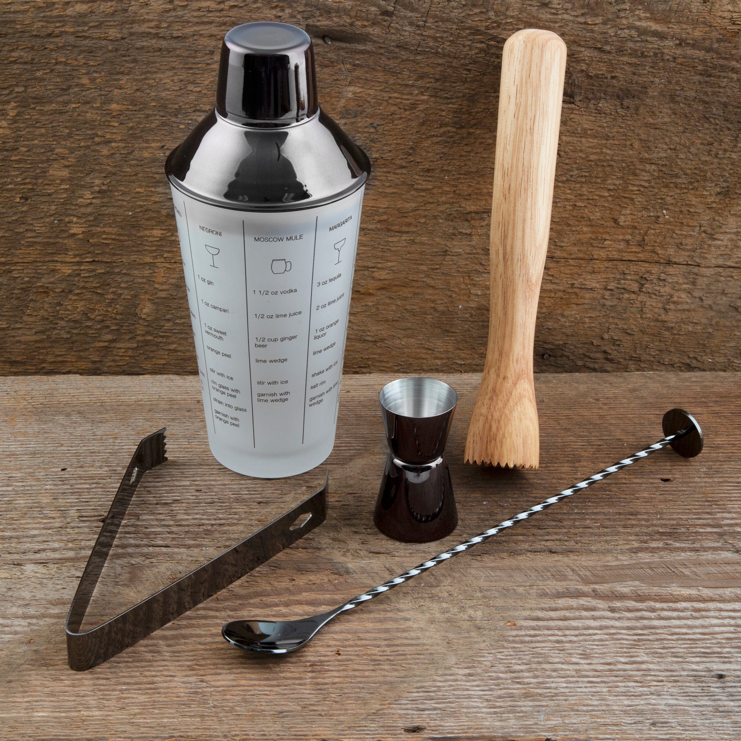 Professional 5-Piece Black Mixology Cocktail Shaker Set - Bar Tools for Home Bartenders & Cocktail Enthusiasts - Perfect for Parties, Home Bars & Mixing Classic Drinks