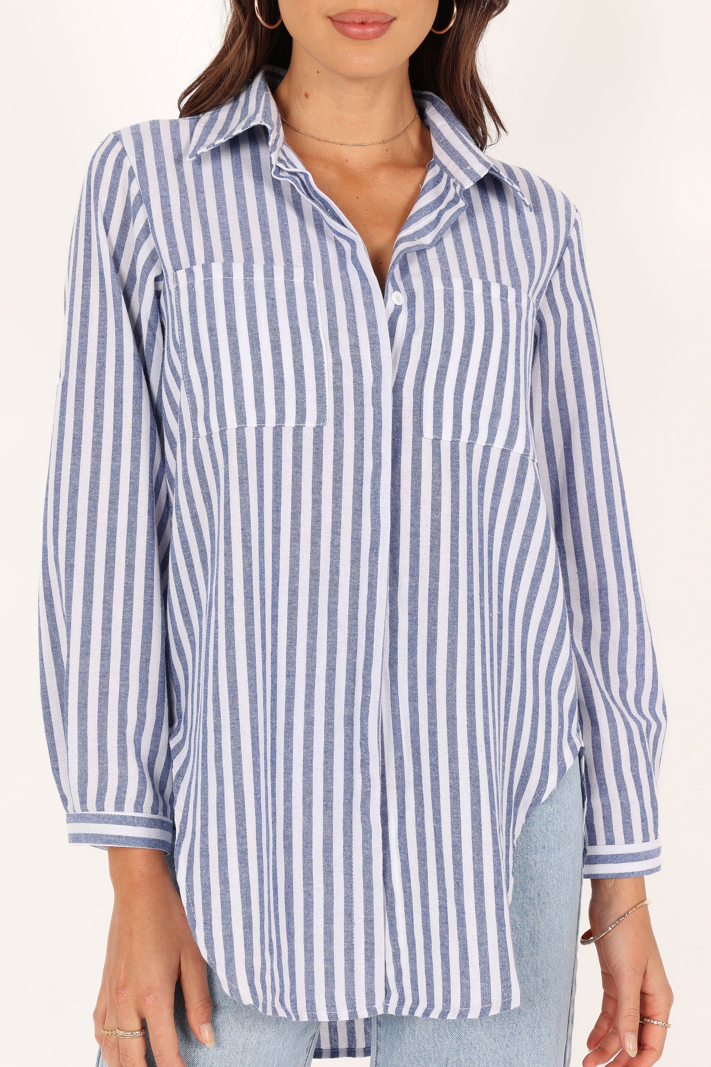 Drew Men's Casual Blue Stripe Button-Down Shirt | Comfortable & Stylish for Office, Travel & Everyday Wear