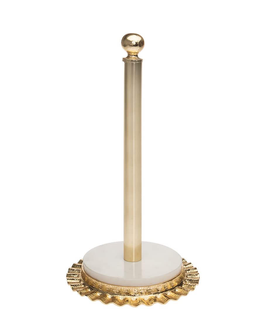 Godinger Gold Ripple Paper Towel Holder & Dispenser - Elegant Kitchen Countertop Organizer for Home & Office Use