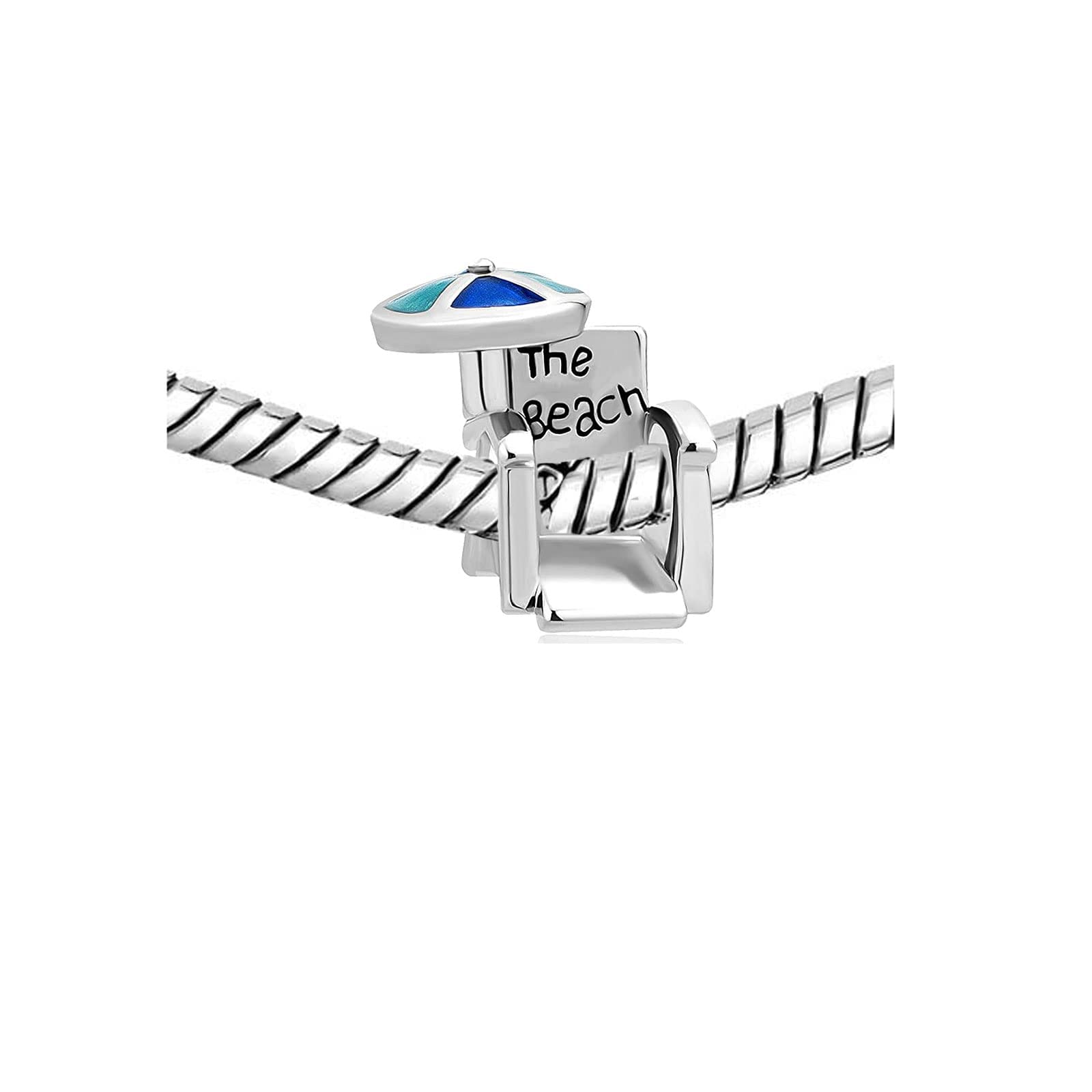 **KunBead Women's Beach Chair Vacation Travel Bead Charms - Compatible with Pandora Bracelets - Perfect for Summer, Travel & Beach Accessories**