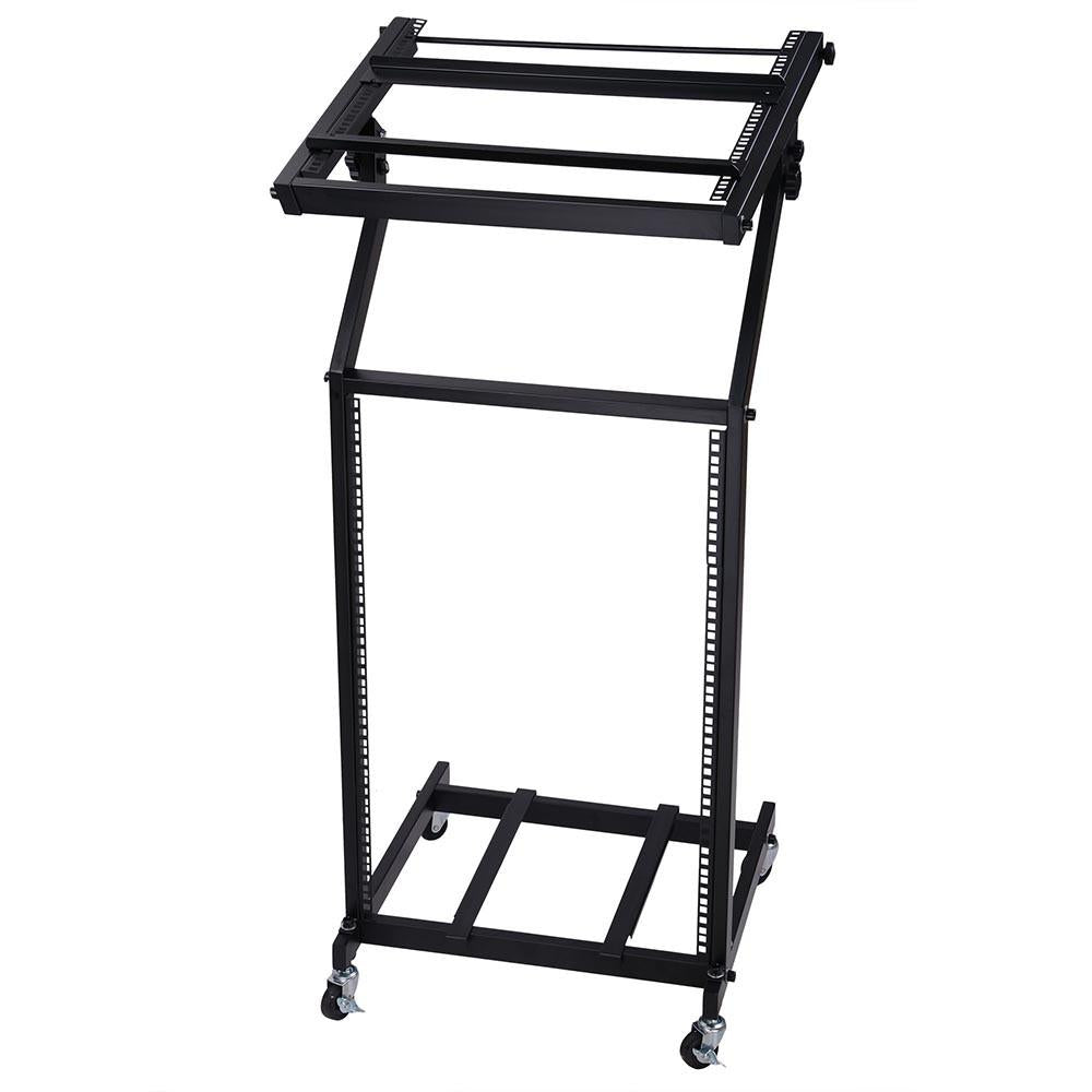 TheLAShop 16U Heavy Duty Steel Audio Mixer Rack with Crossbar - 19
