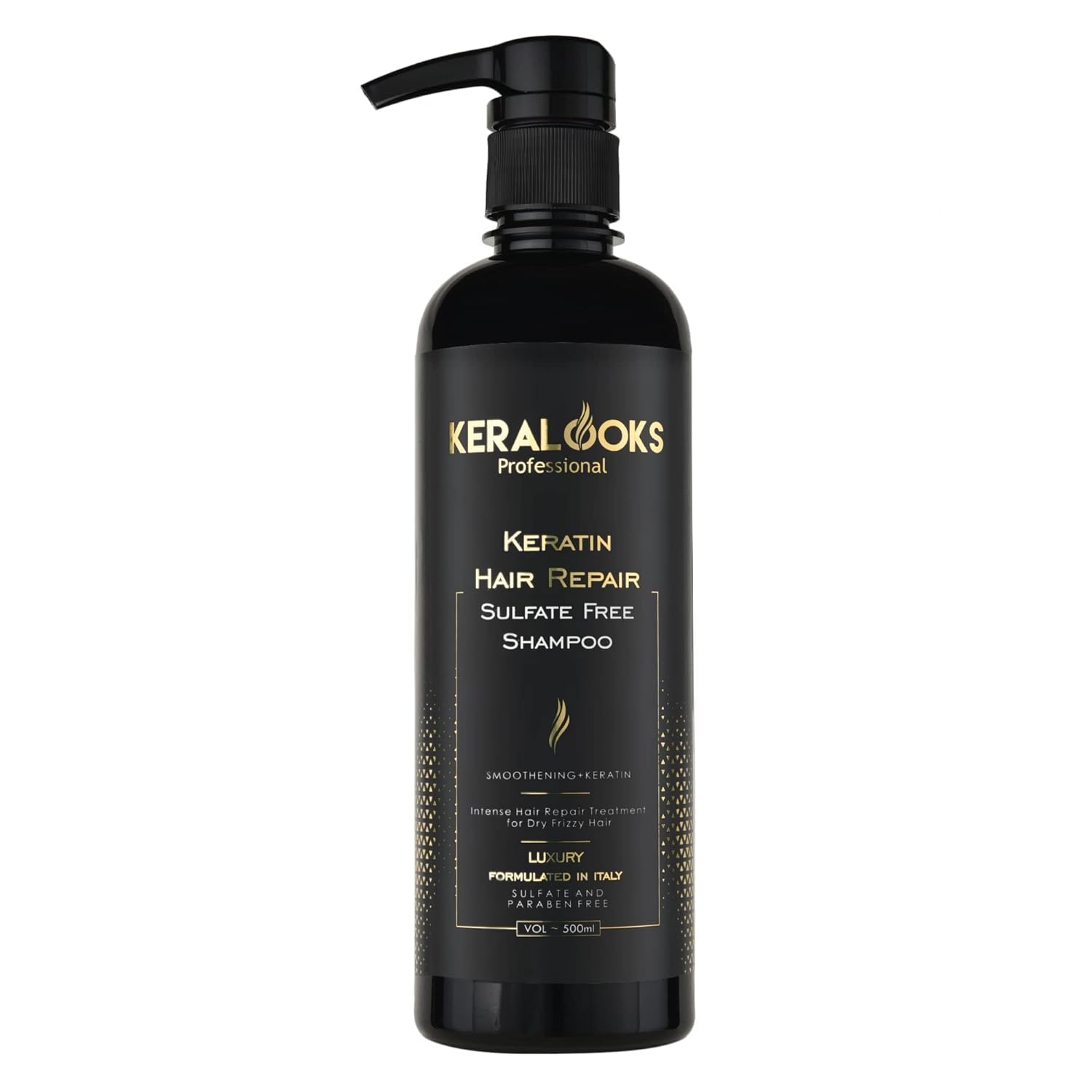Keralooks Professional Smoothing Plus Keratin Luxury Shampoo 500ml - Sulfate Free Hair Repair Treatment with Keratin Protein & Argan Oil for Dry, Frizzy, Chemically Treated Hair | Deep Conditioning for Salon-Quality Results at Home