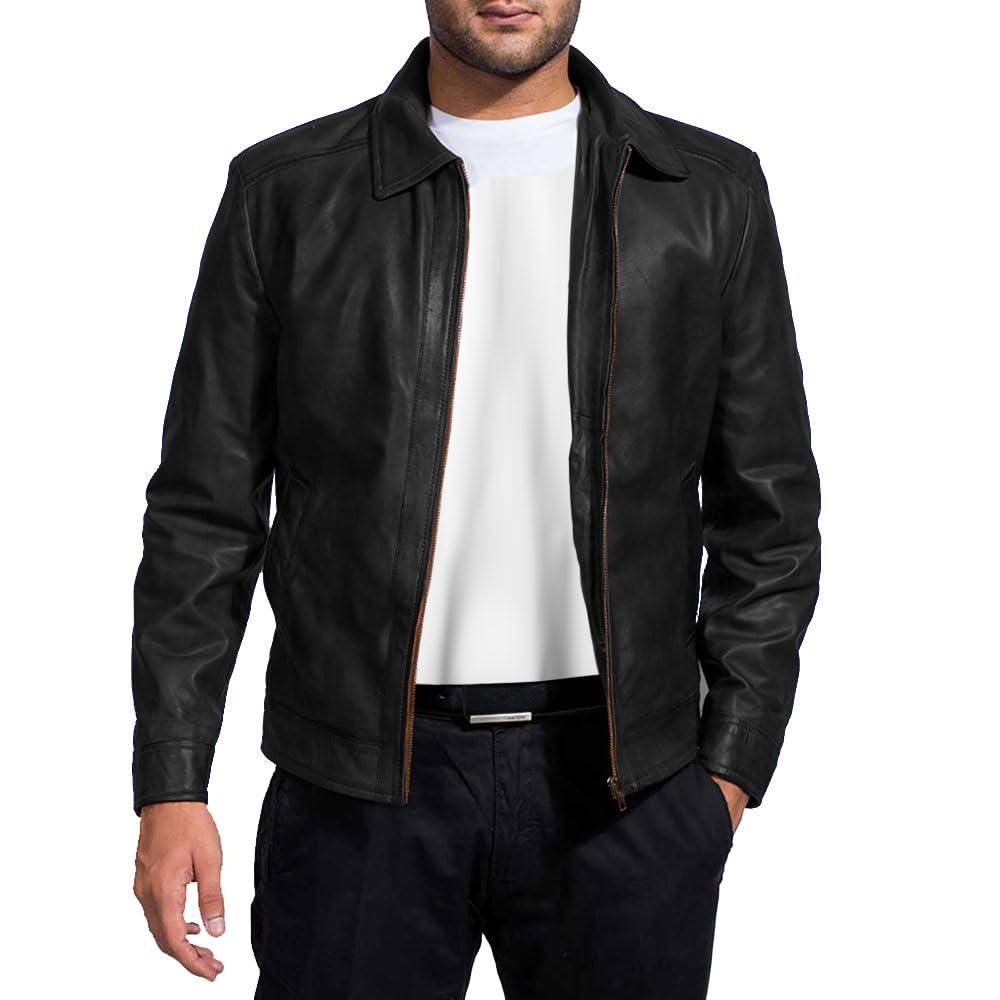 Men's Genuine Lambskin Leather Jacket - Classic Vintage Brown Biker Jacket for Men | Perfect for Motorcycle Riding, Casual Outfits & Winter Fashion