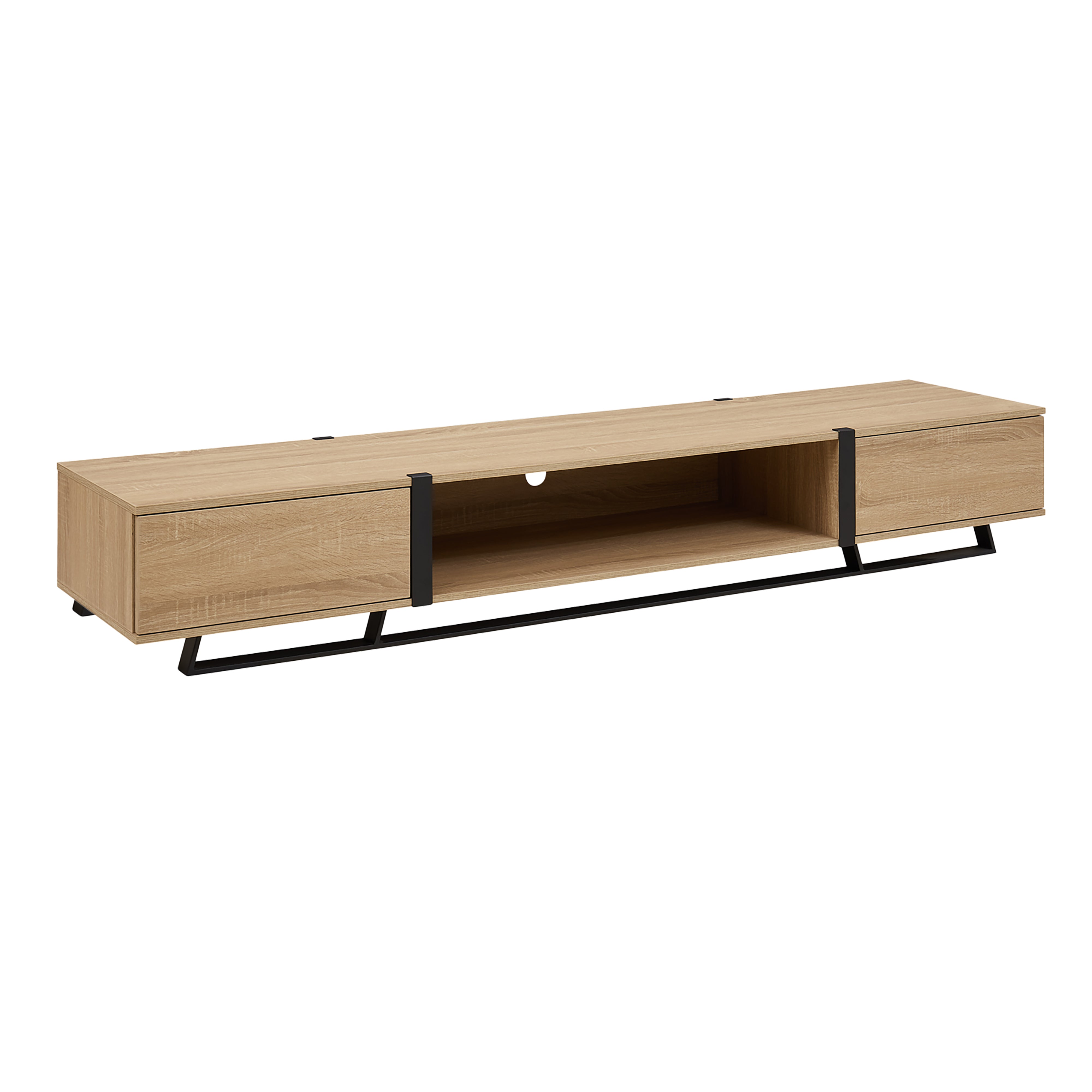 Modern Capri TV Stand 2000mm - Low Profile Entertainment Center with Oak & Black Finish by Criterion - Perfect for Living Room, Home Theater & Media Storage
