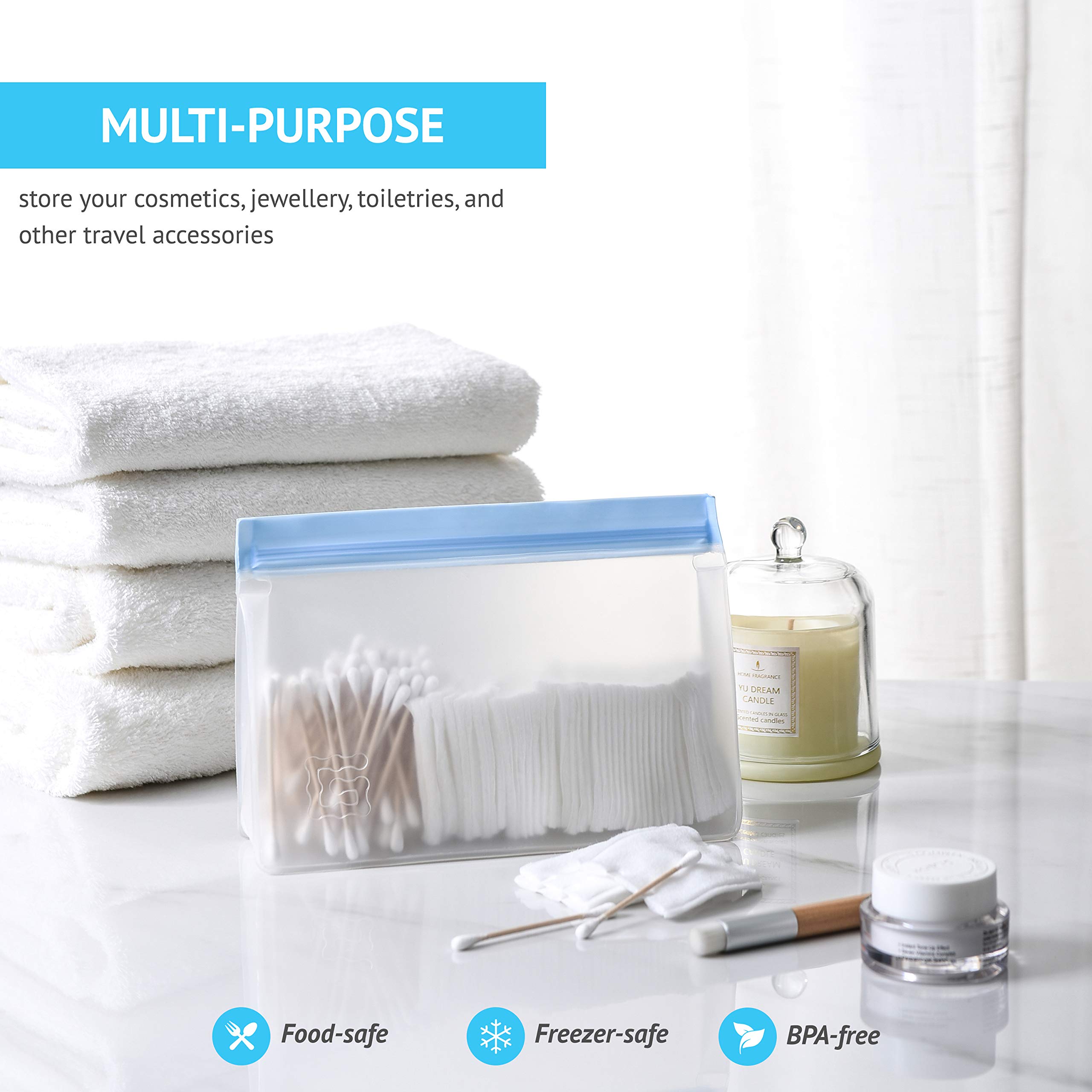 Premium Reusable Storage Bags Set of 10 - Leakproof Freezer Safe for Lunch & Snacks