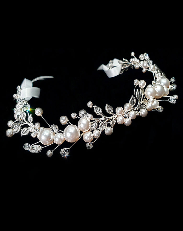 Elegant Pearl Clustered Hair Vine Wedding Headpiece - Laila Deluxe by Kezani | Bridal Hair Accessory for Weddings, Prom & Special Occasions