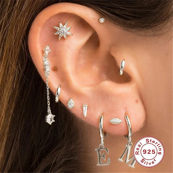 16G Sterling Silver Flat Back Earrings - Celestial Star Stud Earrings for Women | Perfect for Daily Wear, Parties & Gifts
