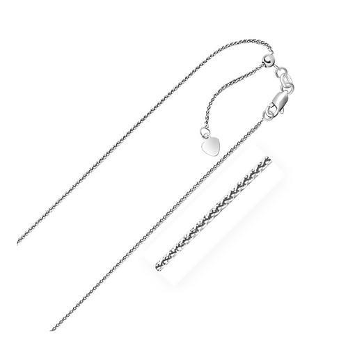 14K White Gold Adjustable Wheat Chain Necklace 1.0mm Thin - 22 Inch Length for Women, Perfect for Layering, Gift Giving & Everyday Elegance