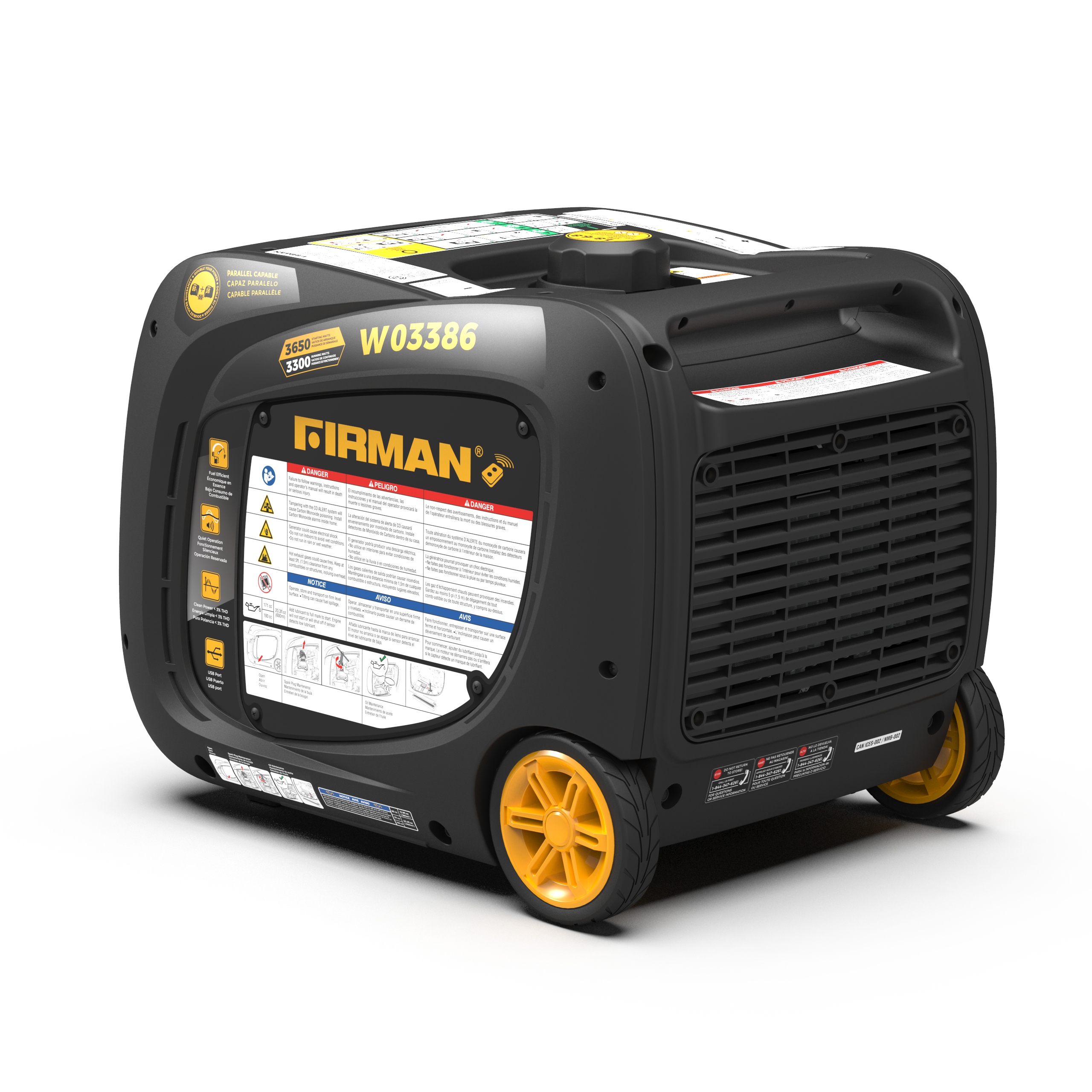 3650W Portable Inverter Generator with Remote Start & CO Alert - Perfect for Camping, RV Trips, and Emergency Power Backup