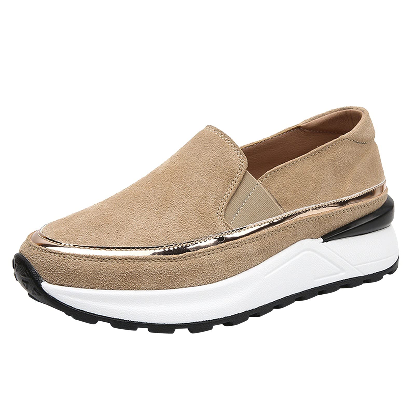MOLayys Women's Casual Slip-On Shoes Size 11 Wide - Breathable Suede Loafers for Outdoor & Leisure Wear - Comfortable Walking Shoes for Work, Travel and Everyday Use