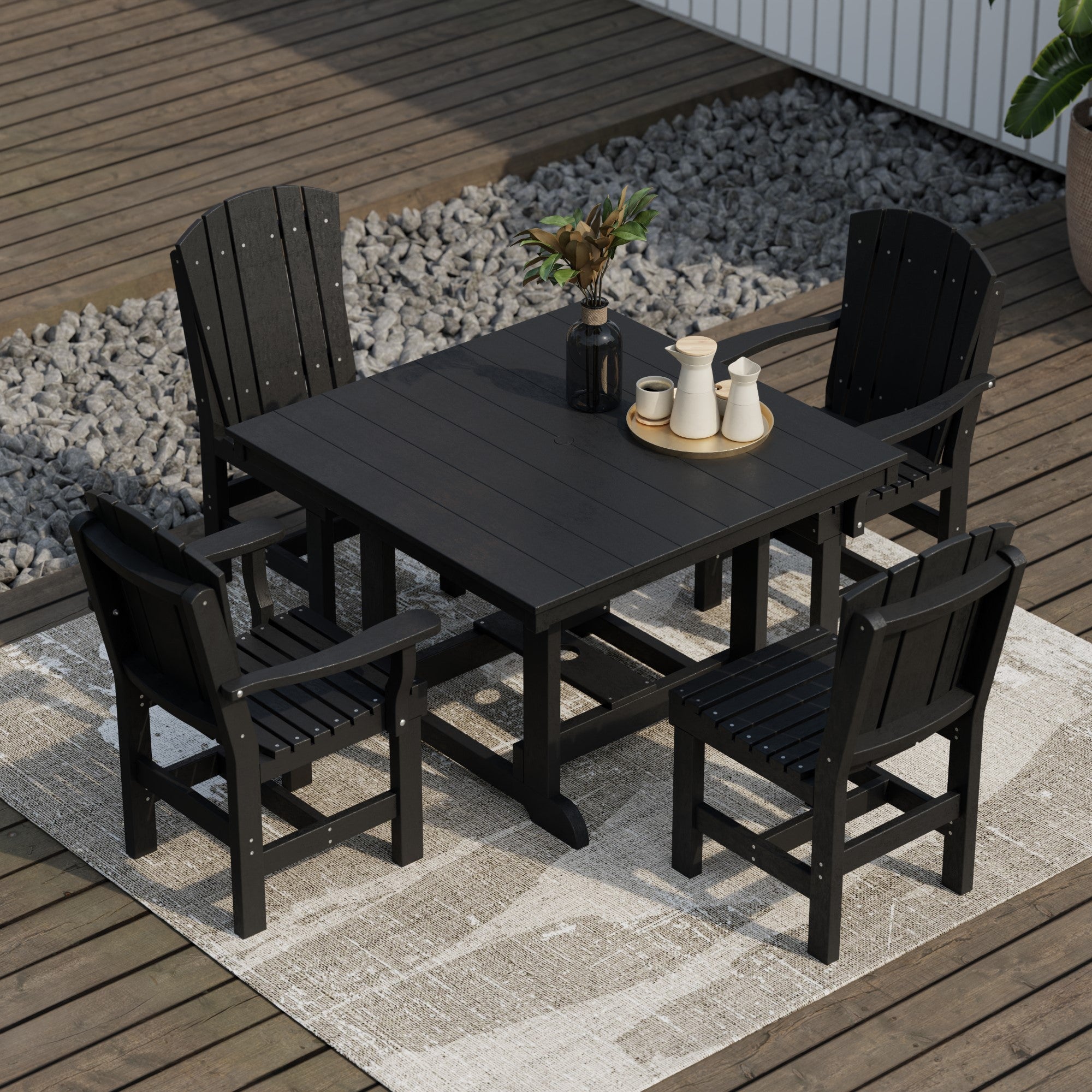 Heritage 5-Piece 44x44 Inch Square Outdoor Dining Set with Cushions - Perfect for Patio, Garden, and Backyard Entertaining