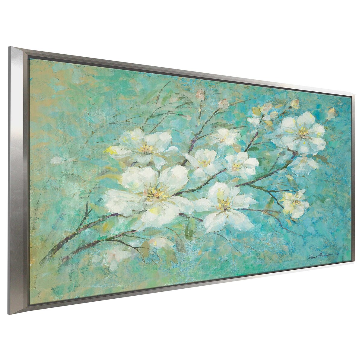 Apple Blossoms by Ruane Manning - Floating Canvas Wall Art Print - Elegant Floral Home Decor for Living Room, Bedroom & Office
