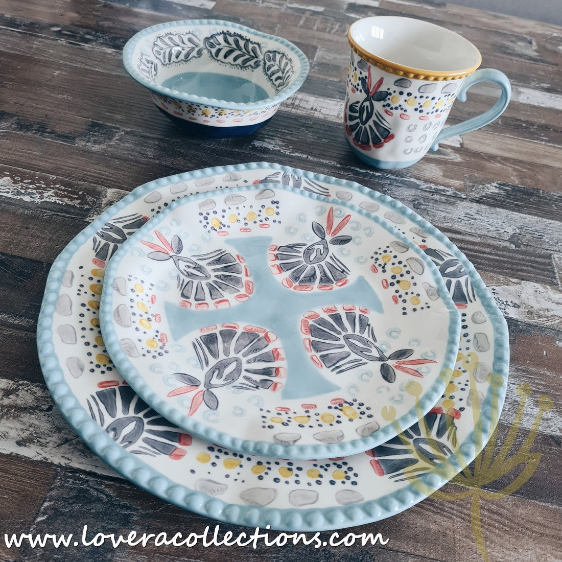 Stylish Afrocentric Light Blue Dinnerware & Serveware Set - Perfect for Family Dinners, Entertaining Guests & Cultural Celebrations