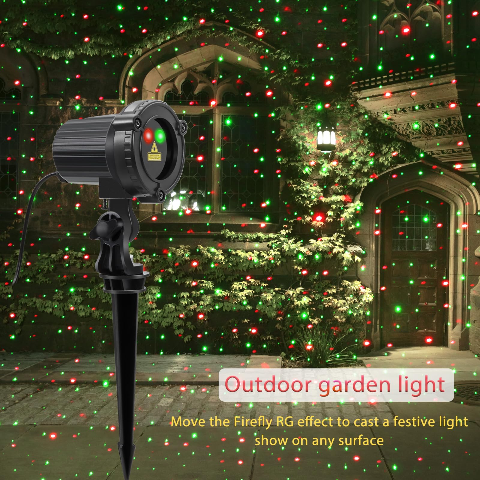 Outdoor Laser Christmas Projector Lights - Waterproof IP65 Red & Green Star Projection for Holiday Decorations | Perfect for Garden, Yard, Party & Christmas Tree Lighting