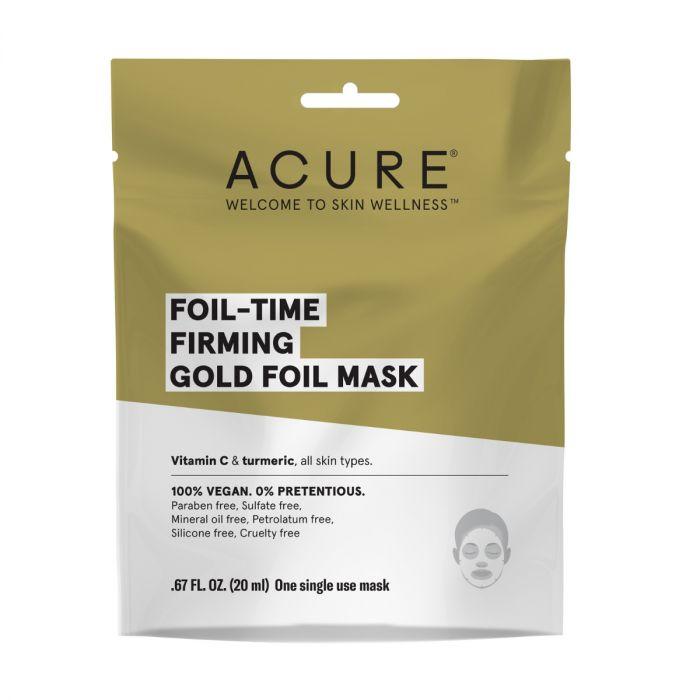 Acure Foil Time Firming Gold Foil Mask - Anti-Aging Face Mask for Glowing Skin | Hydrating & Lifting Treatment for Women | Perfect for Spa Night & Self-Care Routine