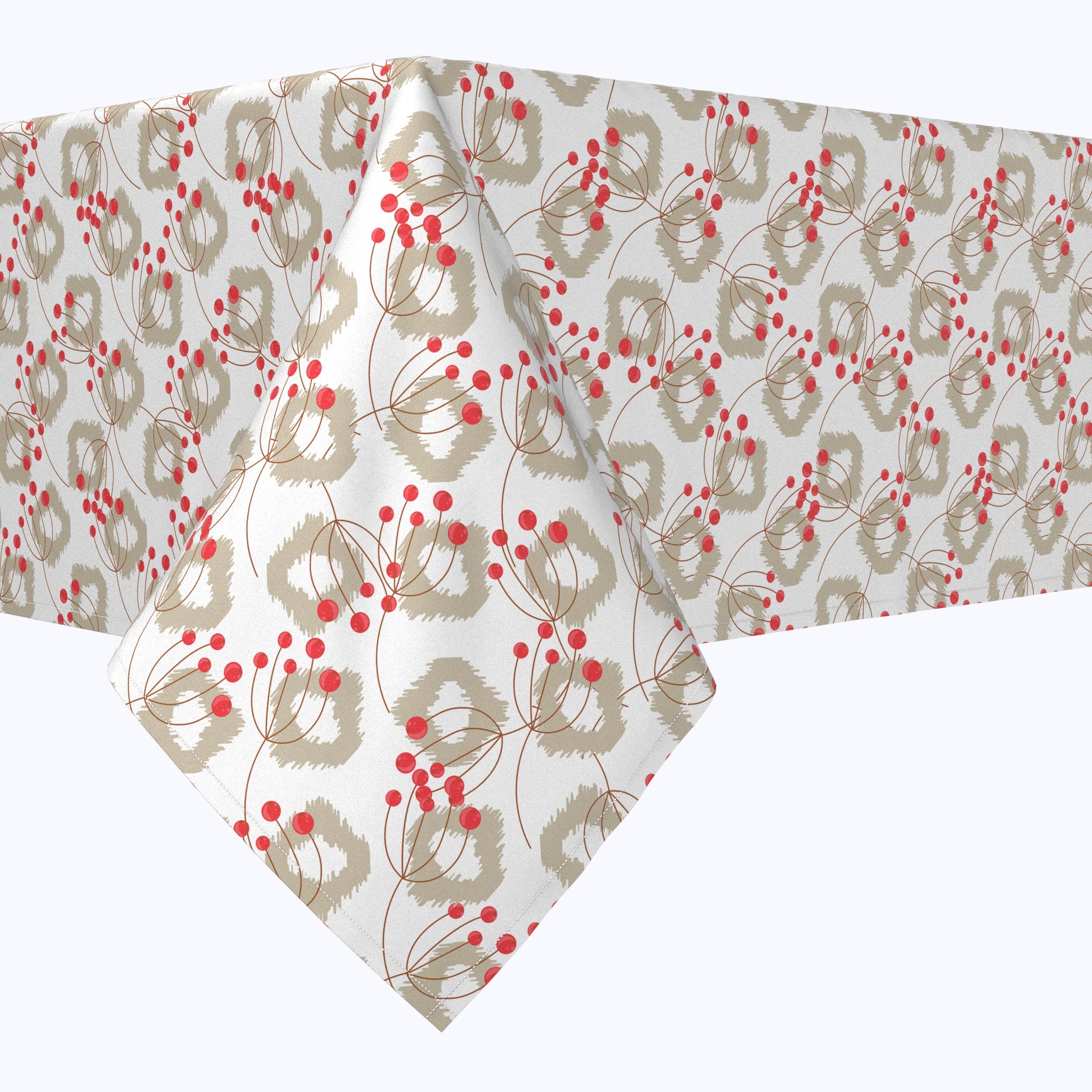 Berry Clusters Square Tablecloths - Elegant Floral Printed Cotton Table Cover for Dining, Kitchen, Party Decor & Outdoor Picnics