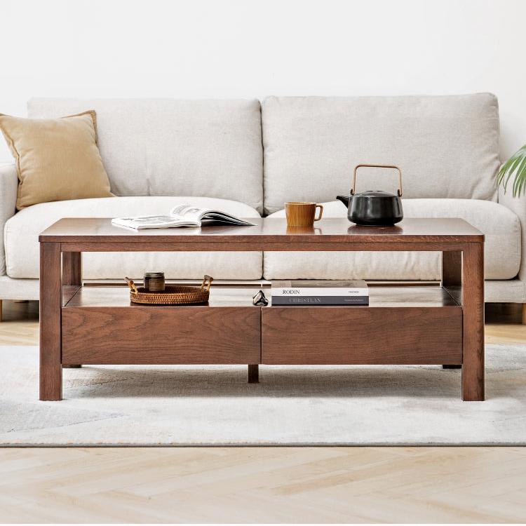 Solid Oak Wood Modern Minimalist Coffee Table - Scandinavian Style Living Room Furniture for Home Decor