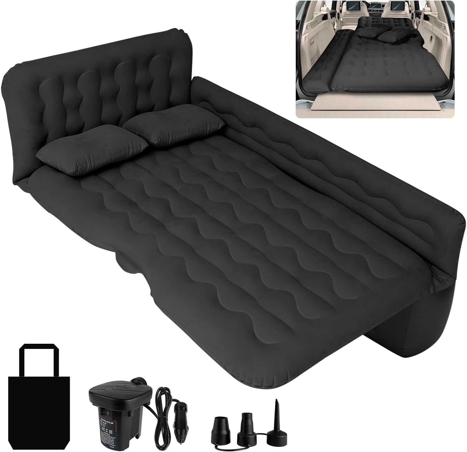 Portable SUV Air Mattress for Camping - Foldable Car Back Seat Mattress for Sedan, SUV & Truck | Full Size Inflatable Sleeping Pad for Road Trips & Outdoor Adventures