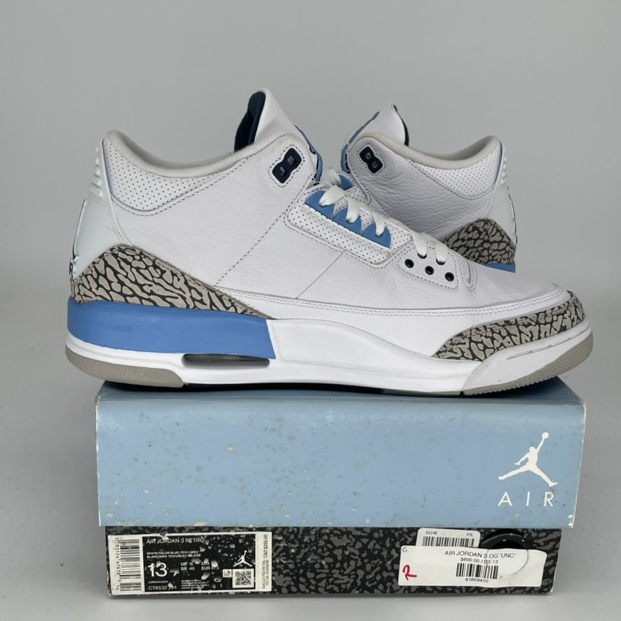 AIR JORDAN 3 UNC Men's Basketball Shoes Size 13 - Authentic Retro Sneakers CT8532-104 for Casual Wear & Sports Performance