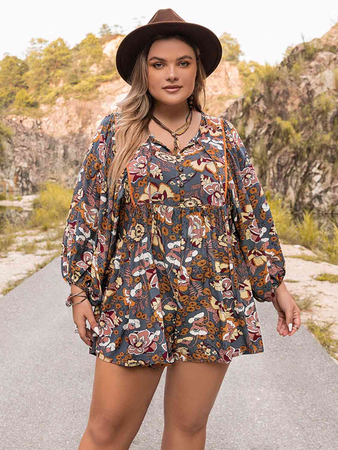 Plus Size Summer Vacation Boho Romper for Women - Flowy Casual Jumpsuit with Pockets, Beach Cover Up, Outdoor Travel & Festival Outfit