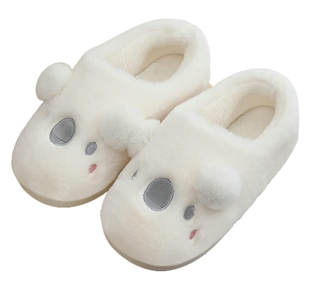 Women's Fuzzy Koala Slippers - Memory Foam Winter House Shoes for Indoor/Outdoor Wear