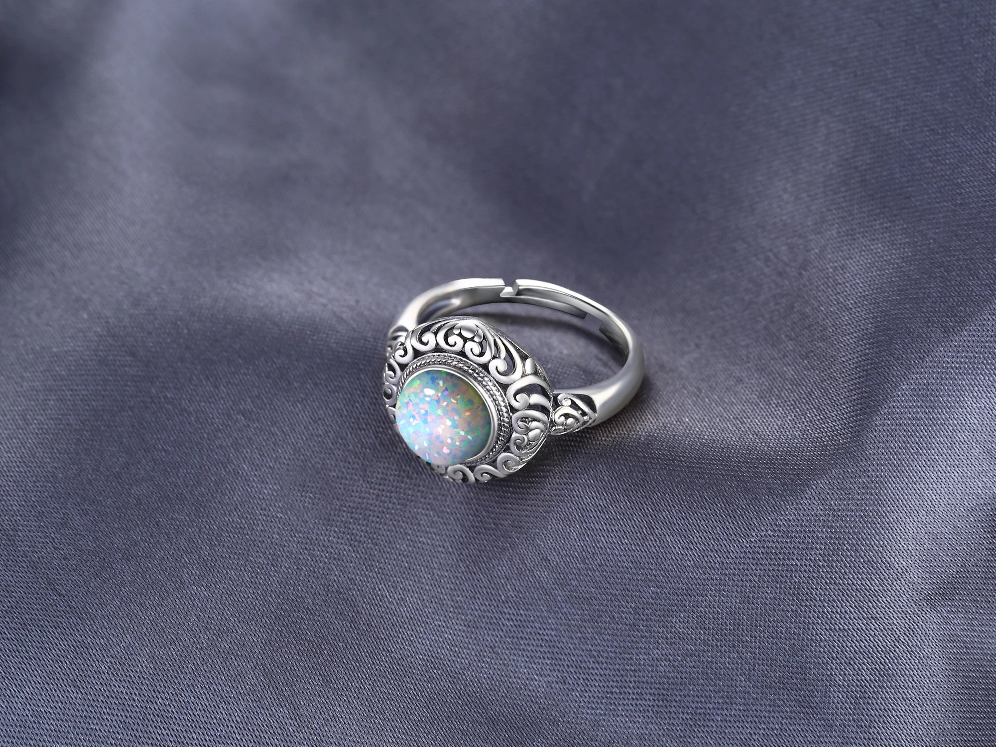 Deeamlight Gleam Ring - Elegant Adjustable Silver Ring for Women, Perfect for Engagement, Wedding, Anniversary & Everyday Wear
