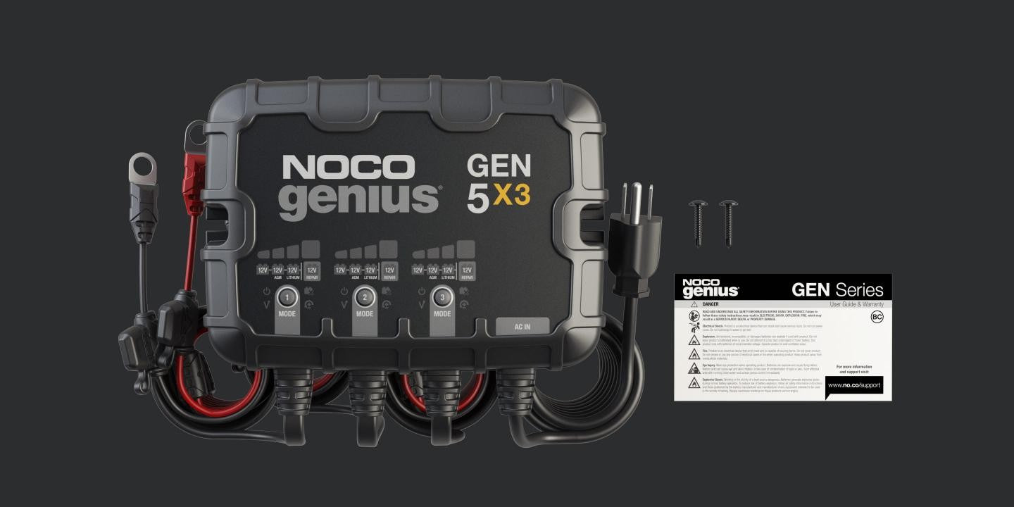 NOCO GENIUS 12V 3 Bank 15A Onboard Battery Charger for Marine, RV & Automotive - Maintains & Charges Multiple Batteries Simultaneously