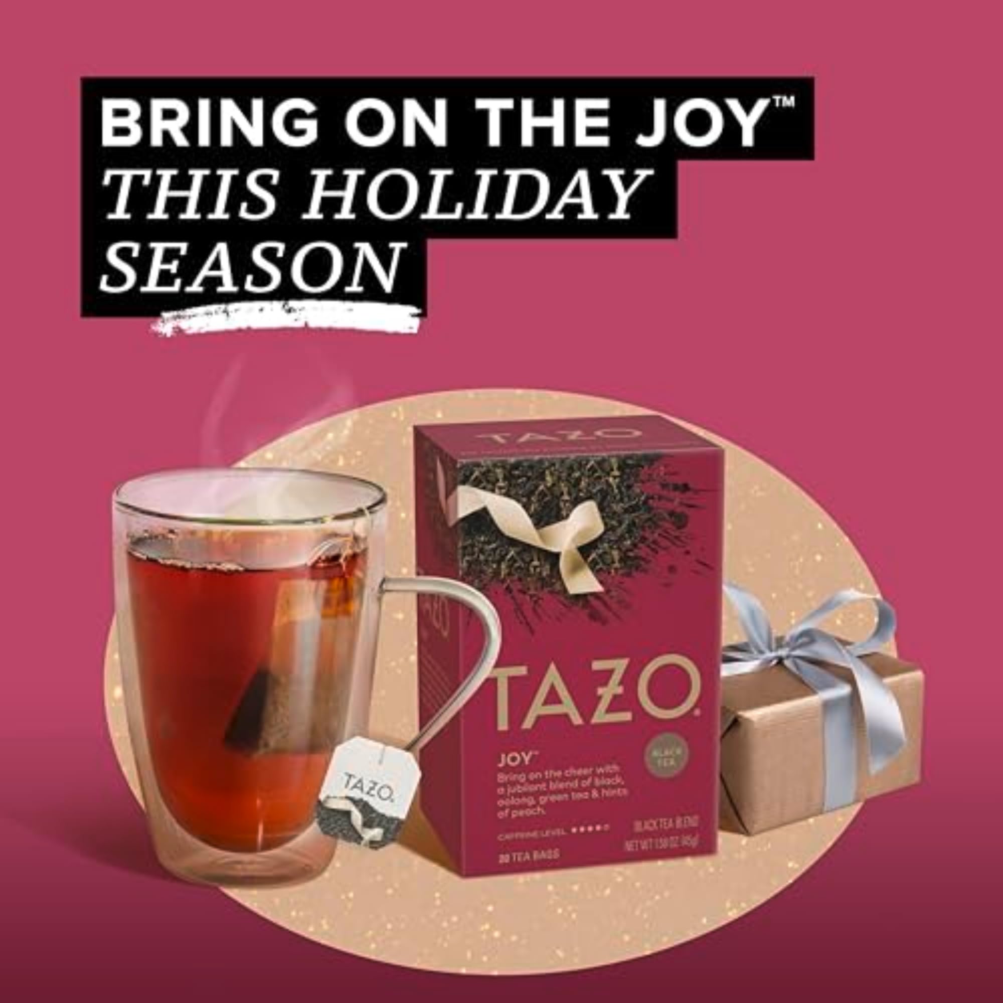 TAZO Joy Limited Edition Seasonal Black Tea Blend - 120 Tea Bags (20ct x 6 Packs) | Premium Holiday Gift & Relaxing Afternoon Tea | Perfect for Gifting, Office Break, or Cozy Winter Evenings