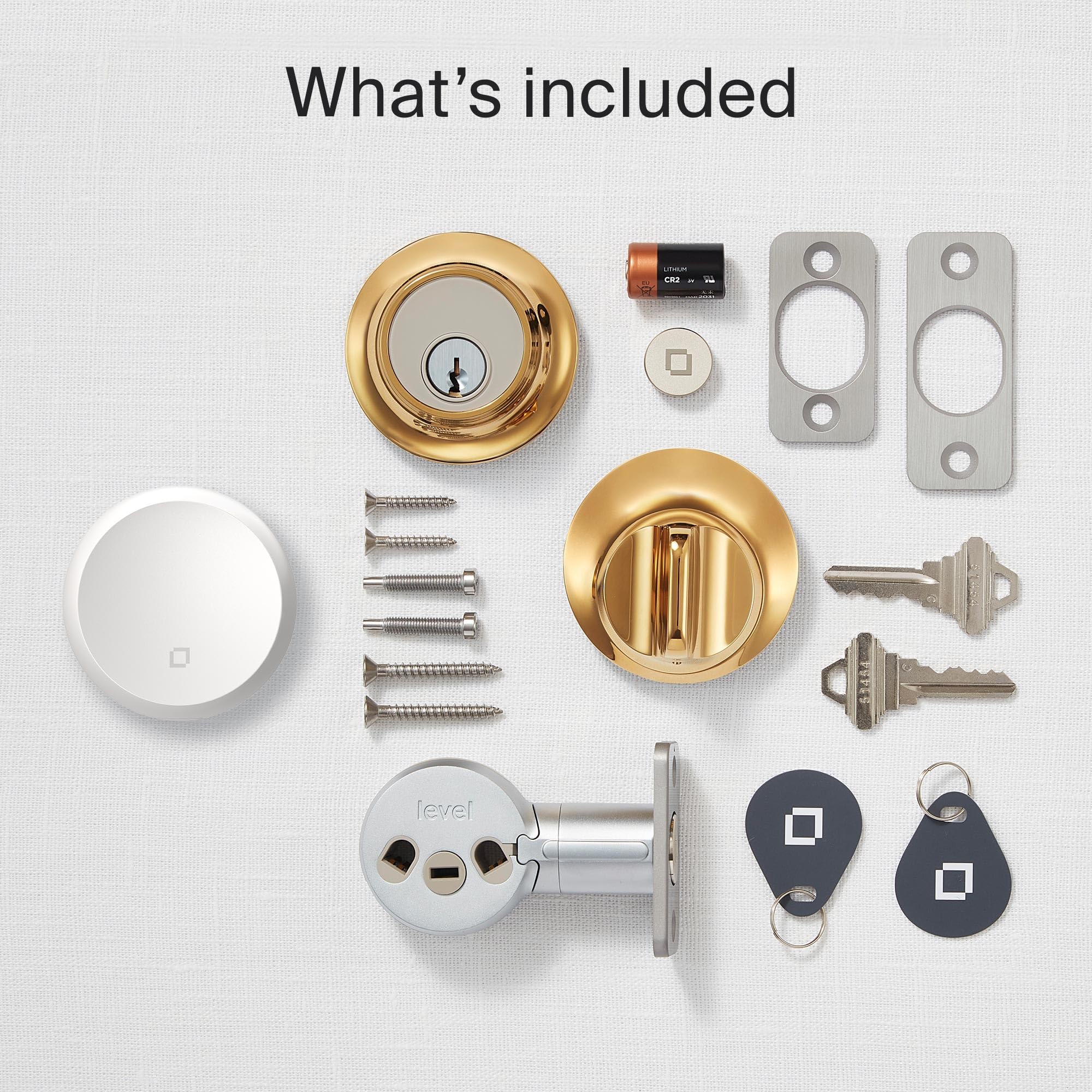 Level Lock+ WiFi Deadbolt Smart Lock - World's Smallest Smart Lock with Apple Home Key - Remote Access via iOS/Android App - Compatible with Apple Home, Alexa & Google Home (Polished Brass) - Secure Your Home with Keyless Entry & Smart Home Integration