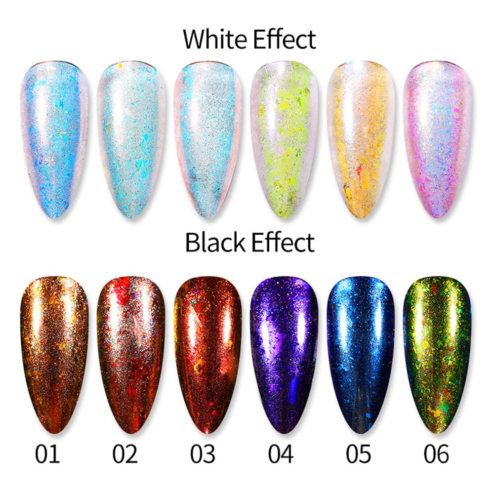 Crystal Fire Opal Star Aurora Nail Art Flakes - Chrome Powder & Glitter for DIY Manicure - Magic Mirror Effect Nail Dust (WK04) - Perfect for Party, Wedding, and Special Occasion Nail Designs