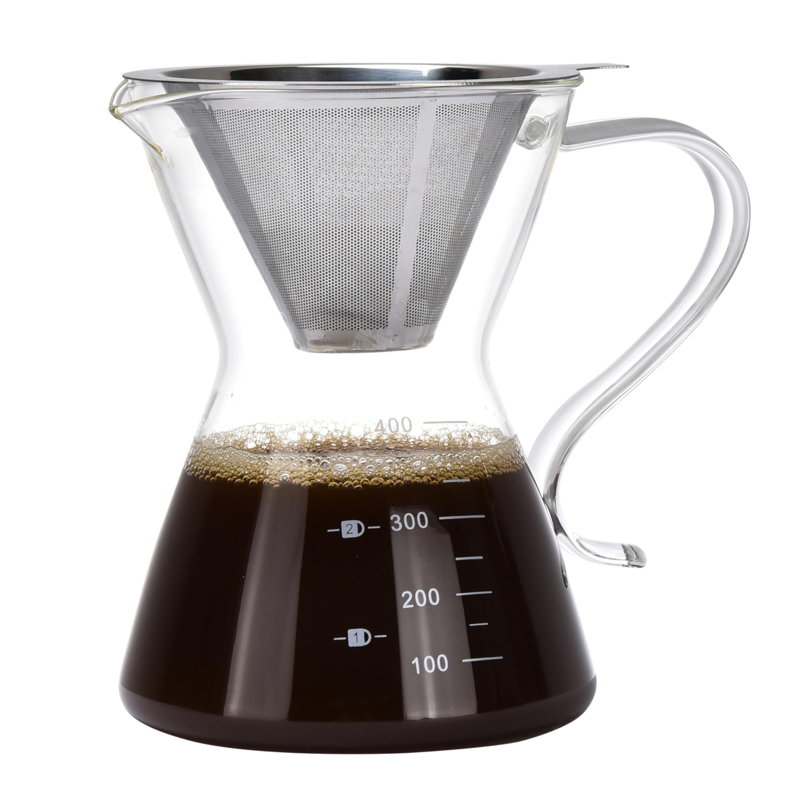 Premium Transparent Glass Pour Over Coffee Maker Set - 400ml Gooseneck Kettle with Precise Spout - Ideal for Home Brewing, Cafe & Office Use - Perfect for Specialty Coffee Lovers & Baristas - Portable Drip Coffee Brewer for Pour-Over, French Press & Cold Brew Methods