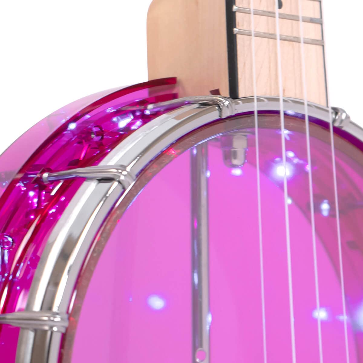 Gold Tone LGLT-A LED Light Up See-Through Banjo Ukulele with Amethyst Gem - Transparent Electric Ukelele for Stage Performance & Nighttime Playing