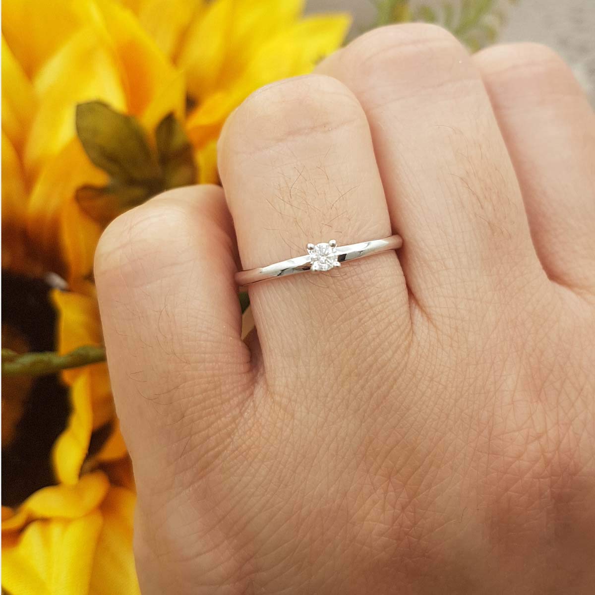 0.10 Carat Round Cut Diamond Solitaire Engagement Ring for Women - Sterling Silver 925, Dazzlingrock Collection | Perfect Proposal Gift, Anniversary Jewelry & Wedding Band