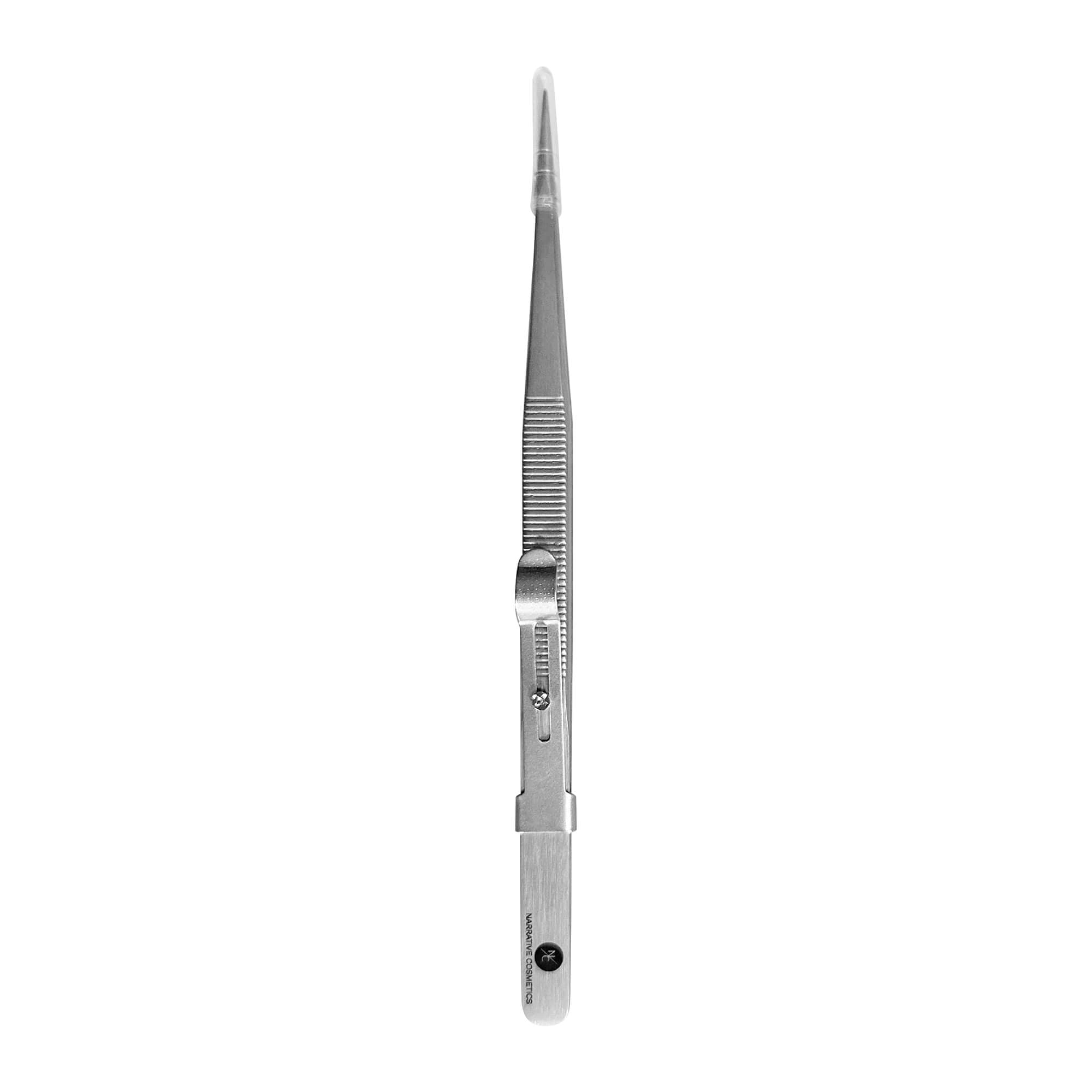 Premium Stainless Steel Tweezers with Sliding Lock - Professional Slant Tip for Eyebrow Plucking, Splinter Removal & Crafting - Ideal for Beauty, First Aid & DIY Projects