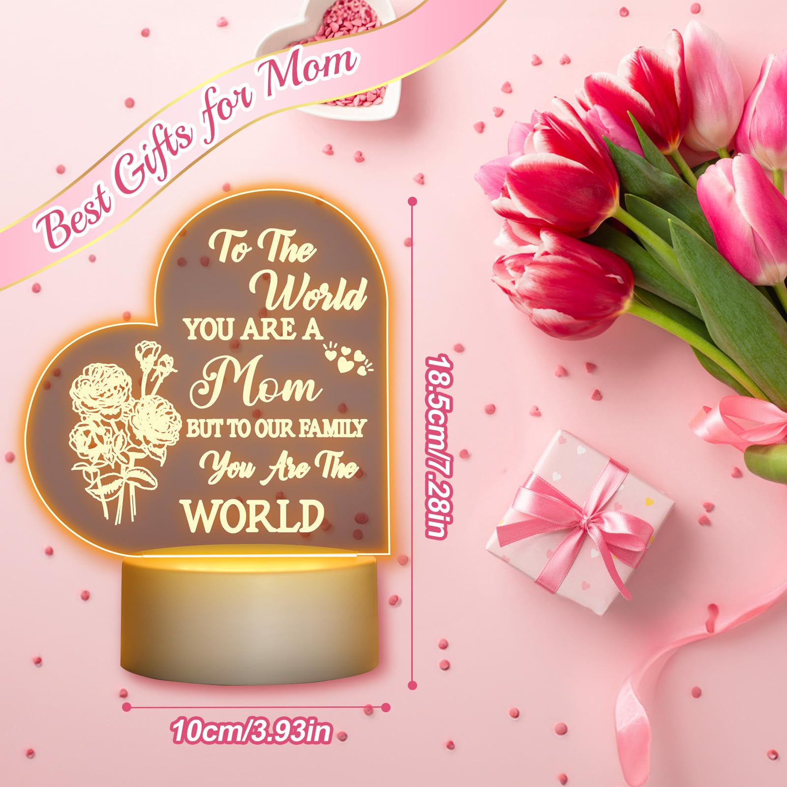 Winzwon Personalized Mother's Day Gifts - Custom Night Light for Mom, Grandma, Wife, Daughter, Son, Mother-in-Law & New Moms - Acrylic Room Decoration for Nursery, Bedroom & Living Room