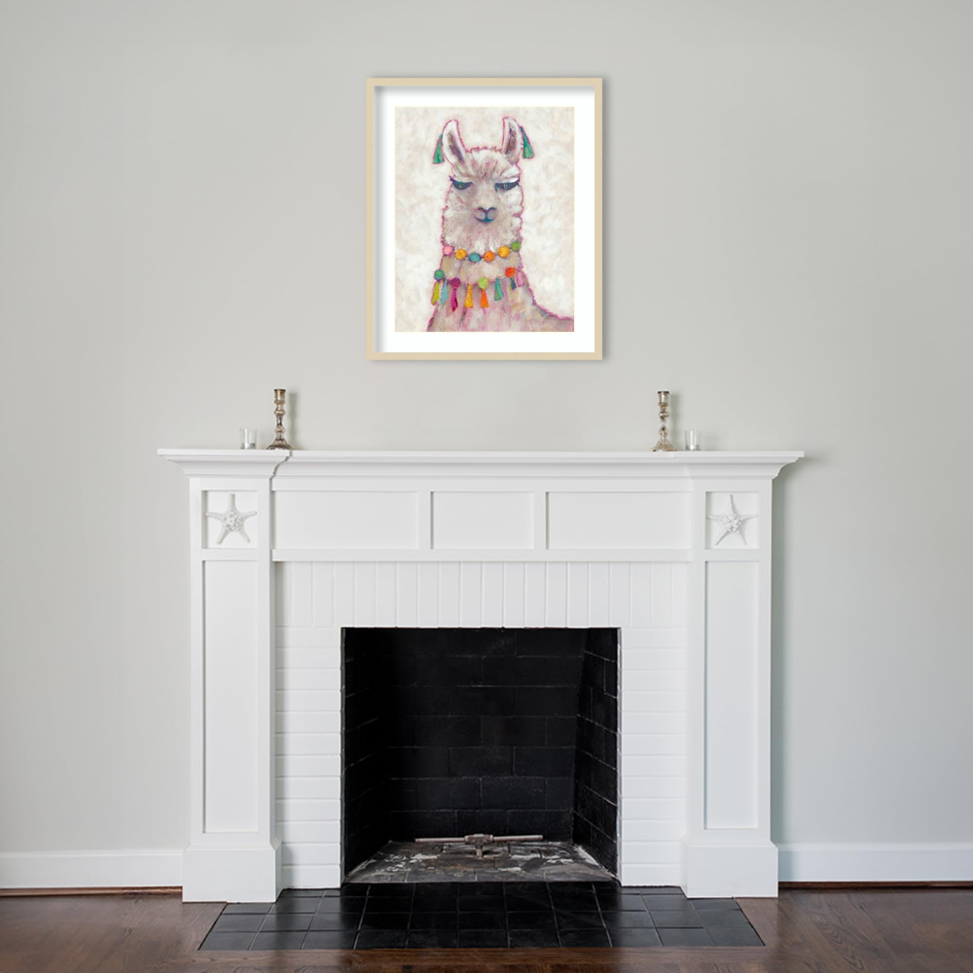 Amanti Art Framed Wall Decor - 33x28 Festival Llama II Animal Print by Chariklia Zarris | Whimsical Large Poster Painting for Living Room, Bedroom, Office | Perfect for Home, Farmhouse & Boho Decor Styles