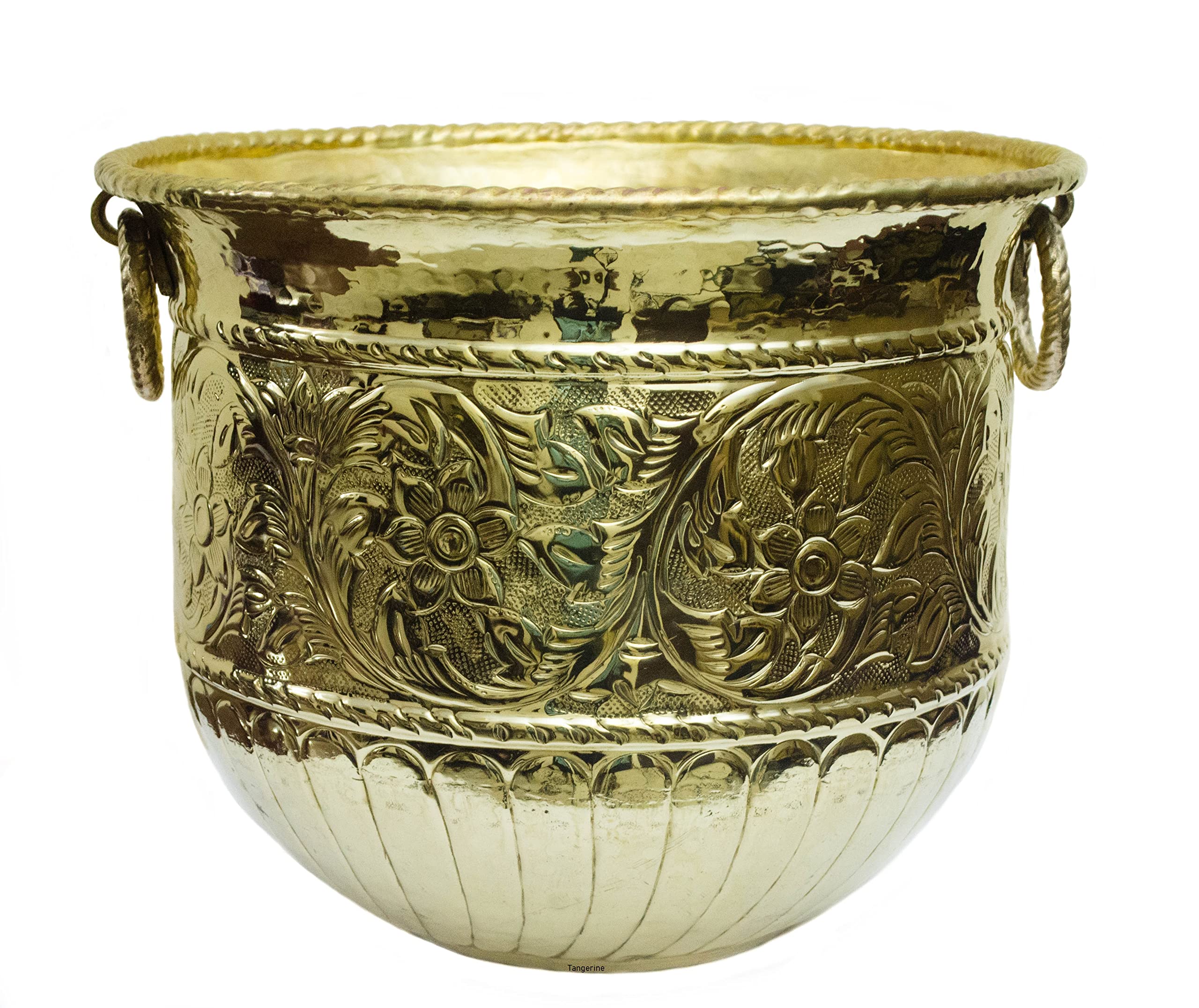 Handcrafted Brass Planter Pot with Lacquer Finish - 16 Inch Diameter x 13 Inch Height - Elegant Home & Office Decor for Plants, Flowers and Indoor Gardening