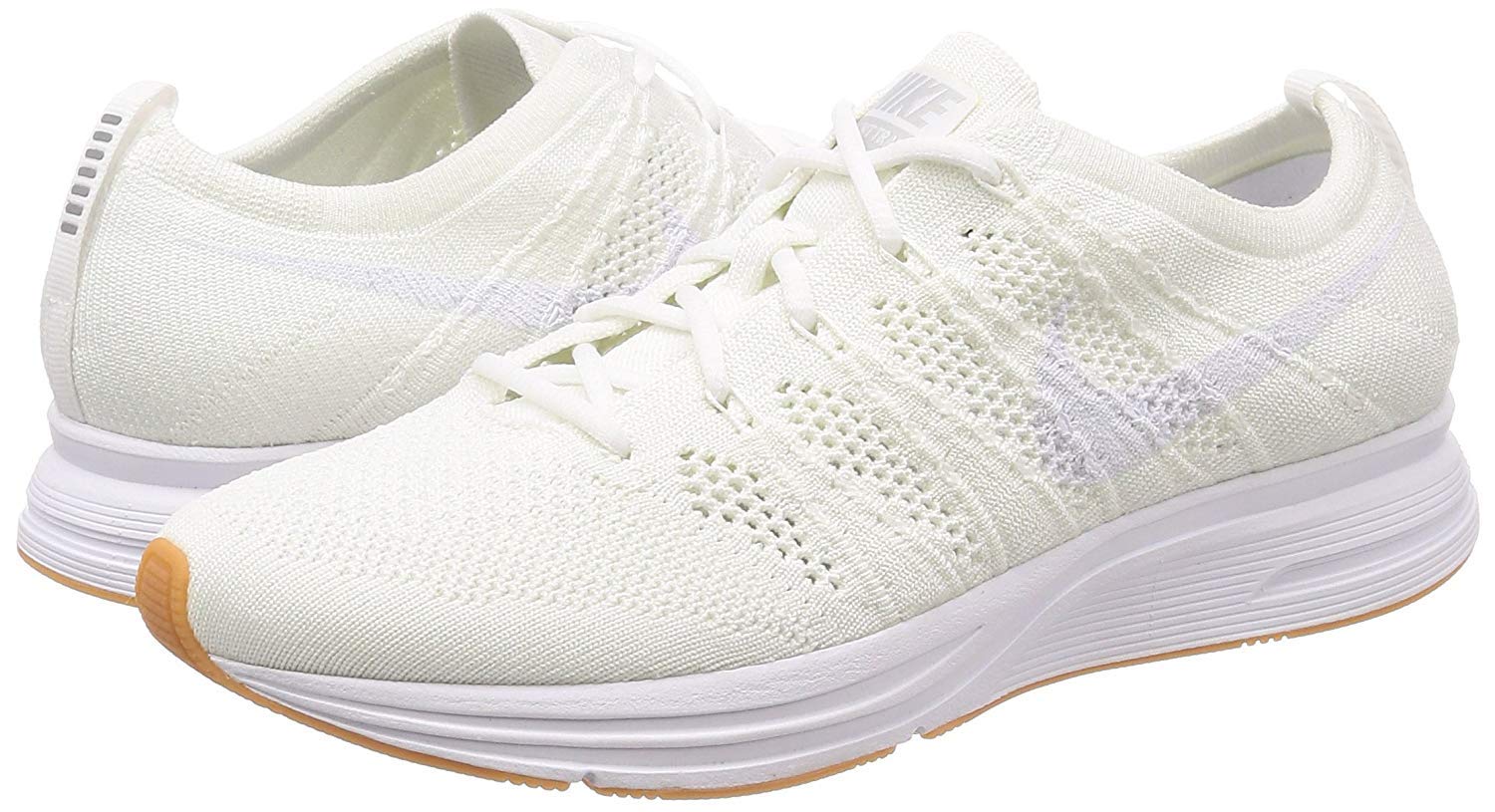 Nike Flyknit Trainer Running Shoes - White & Gum Light Brown - Men's Size 5 | Lightweight Breathable Sneakers for Gym Workouts & Casual Wear