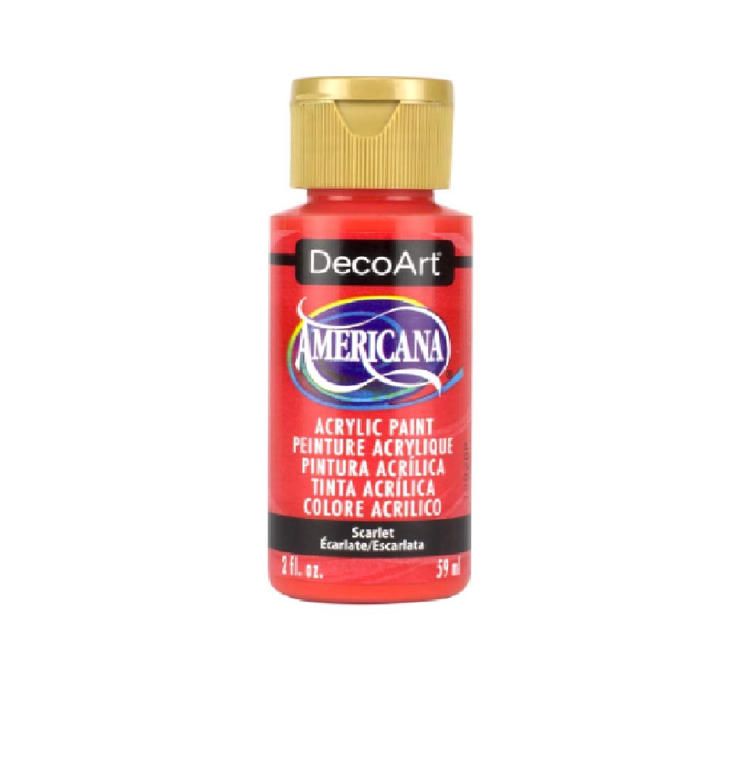 Americana Acrylic Paint 2 oz - Professional Scarlet Red Artist Paint for Canvas, Wood & Crafts - Perfect for DIY Art Projects, Home Decor & School Supplies