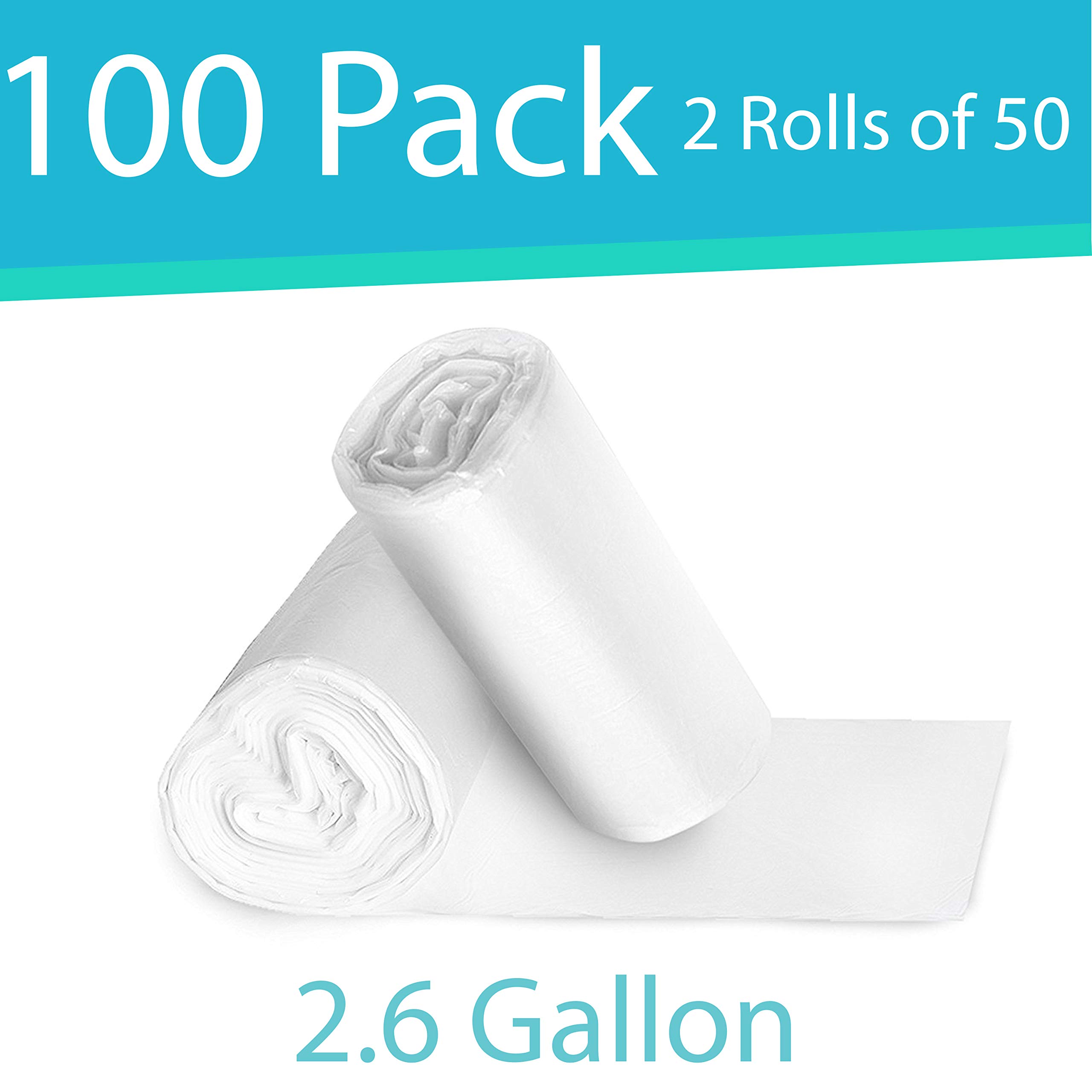 Upper Midland Products 100-Pack Clear 2.6 Gallon Small Trash Bags for Bathroom, Kitchen, Office & Car - Leakproof Wastebasket Liners