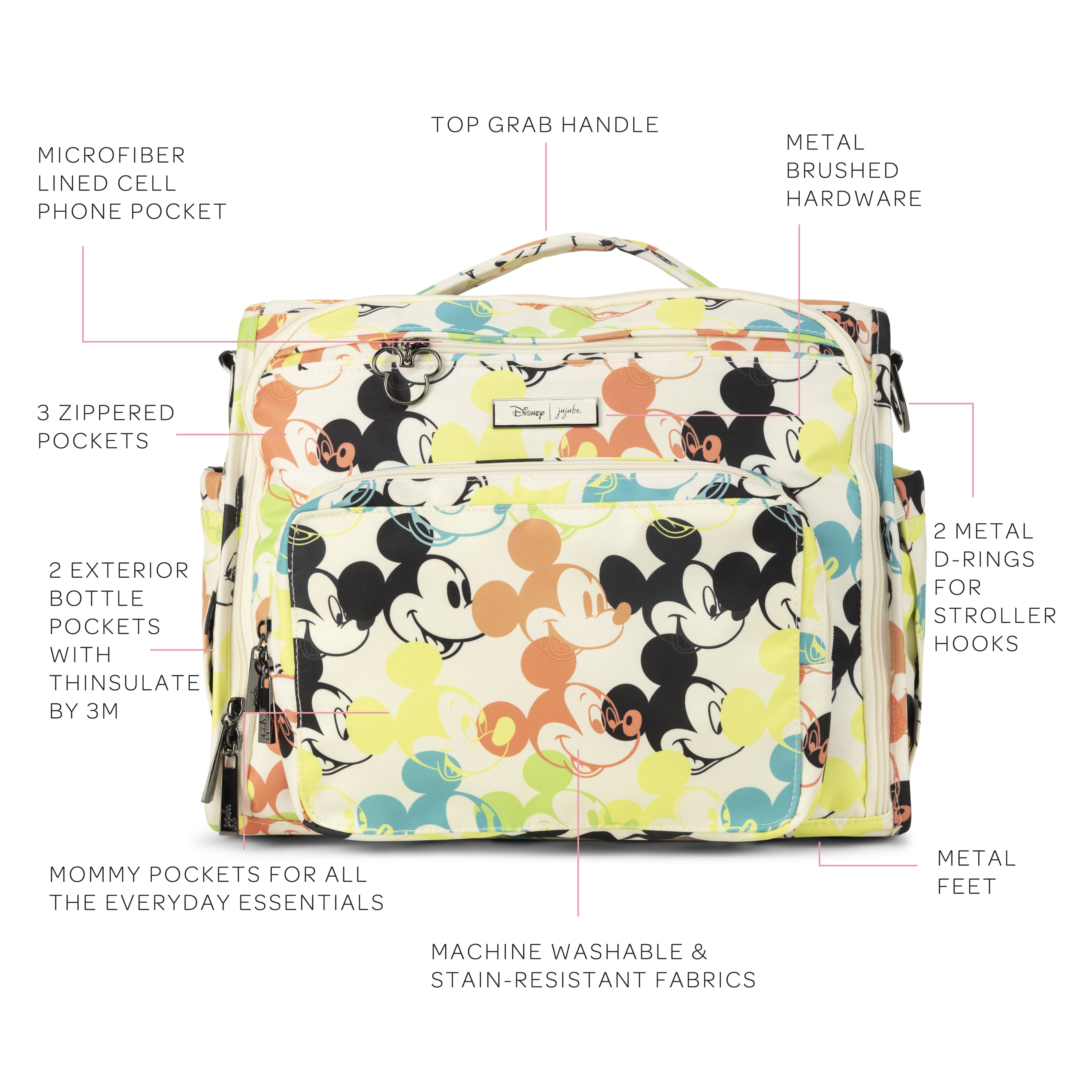 JuJuBe x Disney Pop Art Mickey Mouse Collection - Stylish Diaper Bag & Tote for Moms - Perfect for Travel, Daycare & Shopping (Canada Only)