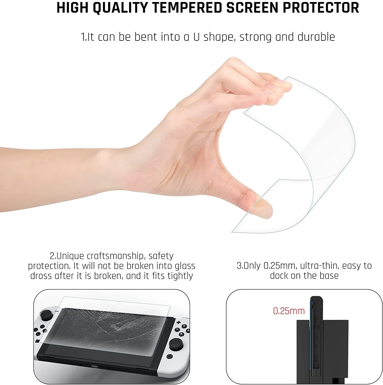 Premium Purple Protective Case for Nintendo Switch OLED Model 2021 - Dockable Hard Shell Cover with Screen Protector & 4 Thumb Grips - Full Body Protection for Switch OLED Console & Joy-Con Controllers - Perfect for Gaming, Travel and Everyday Use