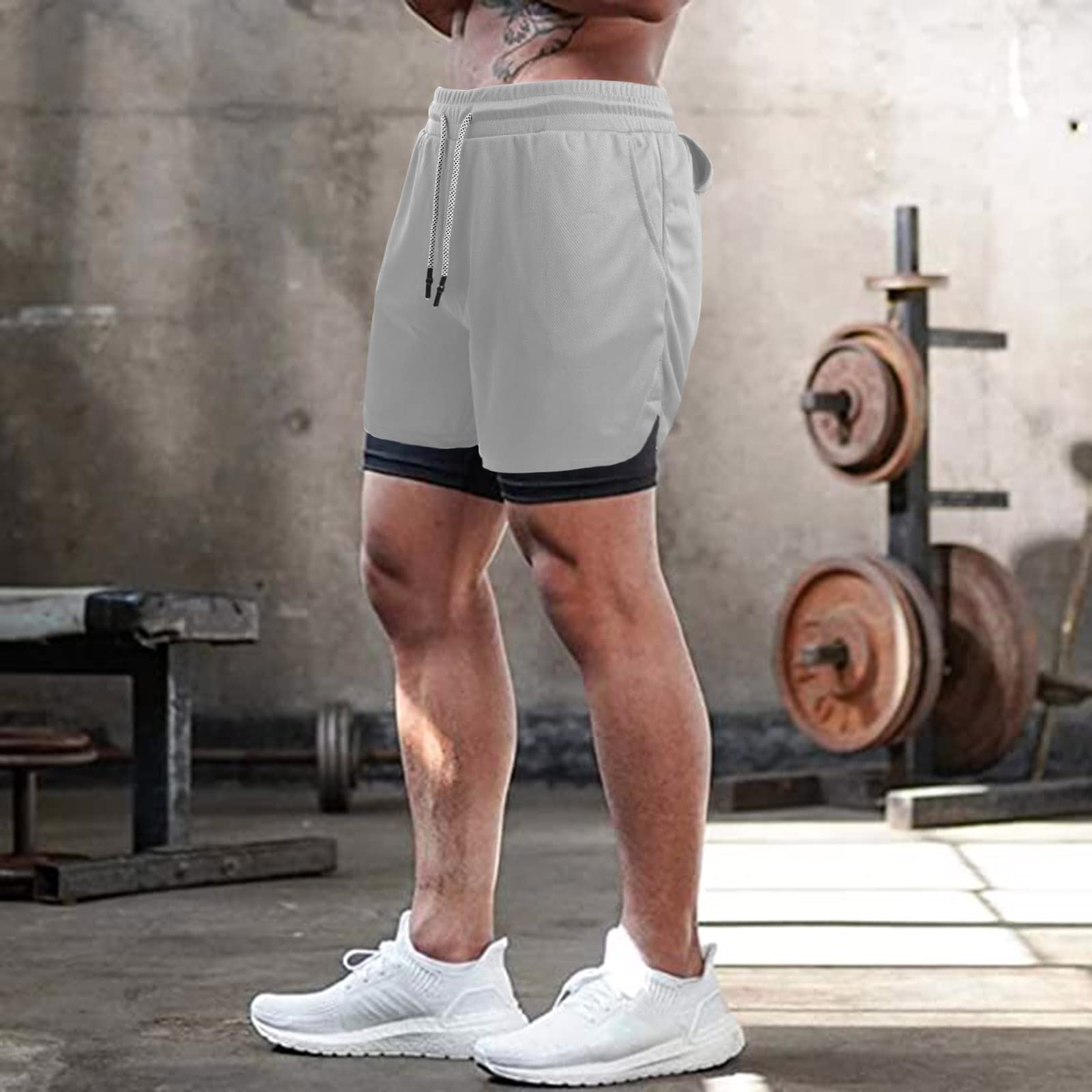 Surenow Men's 2-in-1 Running Shorts - 7-Inch Gym Workout Shorts with Liner for Yoga, Training & Outdoor Sports | Lightweight & Breathable for Summer Activities