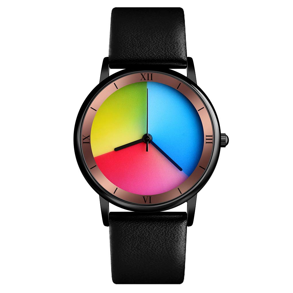 Stylish CakCity Women's Waterproof Stainless Steel Quartz Watch - Rainbow Round Dial Analog Fashion Watch for Girls & Ladies - Perfect for Everyday Wear, Office & Casual Outfits