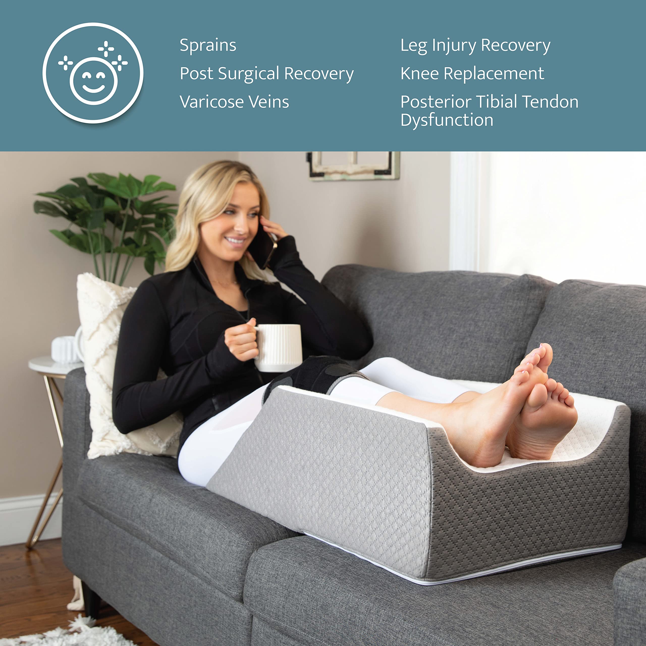 **Kölbs Post Surgery Leg Elevation Pillow - Double or Single Leg Knee Wedge for Bed, Orthopedic Leg Rest & Foot Support - Ideal for Recovery, Pain Relief & Comfort After Surgery**