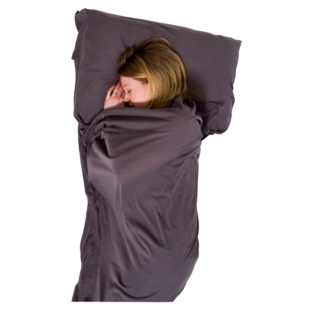 Lifeventure Cotton Stretch Sleeping Bag Liner - Breathable Rectangular Travel Sleeping Bag for Camping, Hiking & Backpacking - Lightweight & Compact for Outdoor Adventures