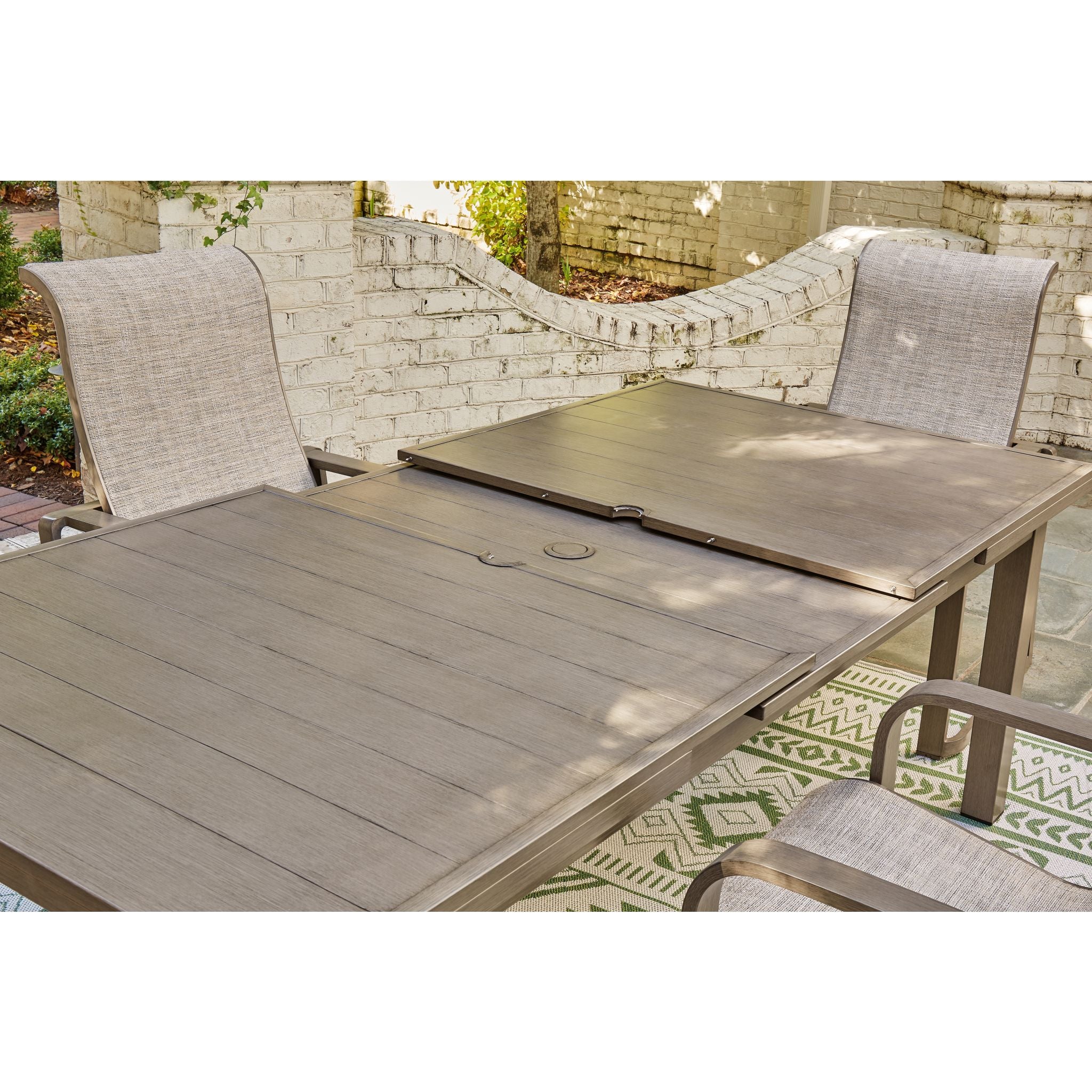 Beach Front Outdoor Rectangle Dining Table - Waterproof & UV Resistant Beige Patio Furniture for Poolside, Garden, and Backyard Dining