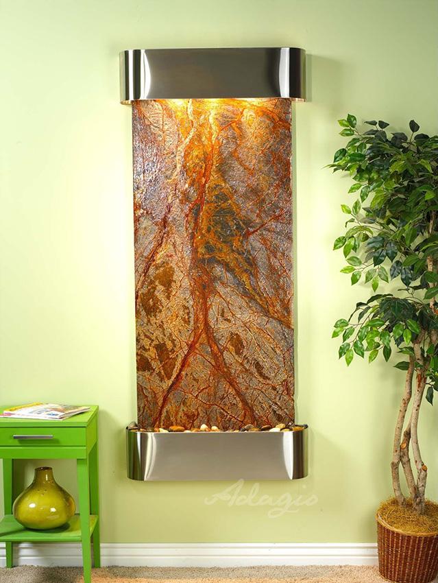 ADAGIO Inspiration Falls Round Stainless Steel Brown Marble Bathroom Sink - IFR2006 | Modern Vanity Basin for Powder Room, Guest Bath & Master Suite | Durable & Stylish Design